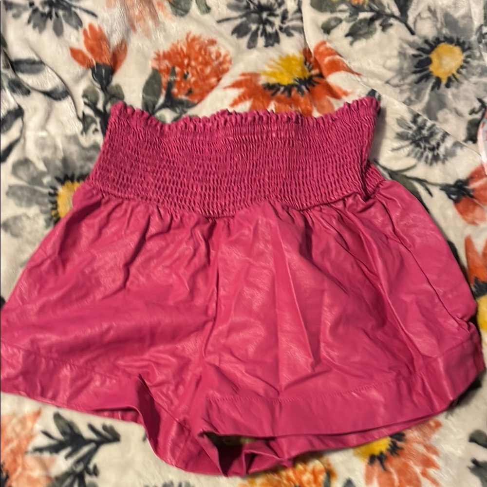 TCEC High Waist Pink Smocked Shorts